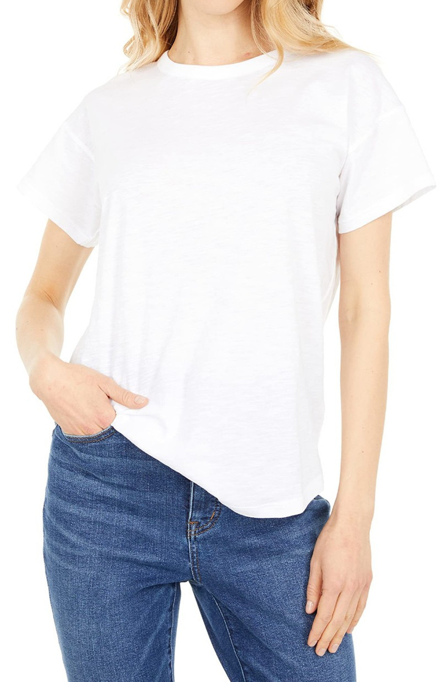 MADEWELL Women’s White Short Sleeve Whisper Cotton Rib Crew Neck Tee Medium